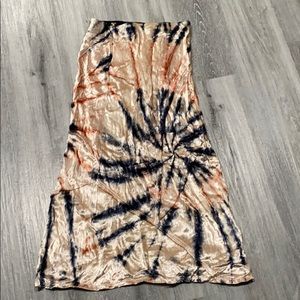 Free People Crushed Tie Dye Velvet Skirt